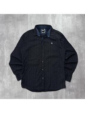 Y2K Montblanc 80’s Two-Ply Cotton Monogram Print Long Sleeve Button Up Shirt
